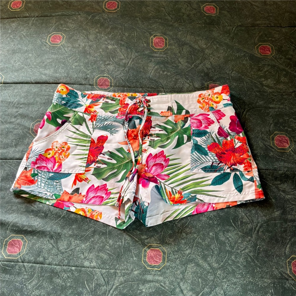 La Blanca Tropical Floral Board Shorts Women's Large Swim Beach Vacation Resort